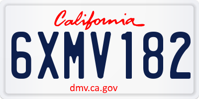 CA license plate 6XMV182