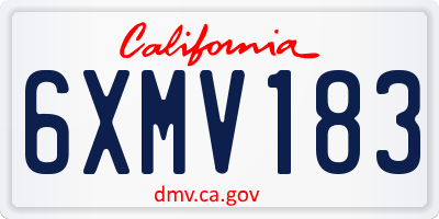CA license plate 6XMV183