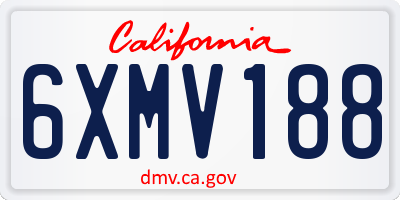 CA license plate 6XMV188