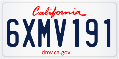 CA license plate 6XMV191