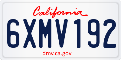 CA license plate 6XMV192