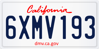 CA license plate 6XMV193