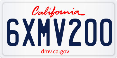 CA license plate 6XMV200