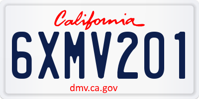 CA license plate 6XMV201