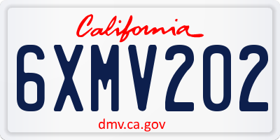 CA license plate 6XMV202