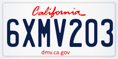 CA license plate 6XMV203