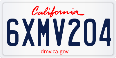 CA license plate 6XMV204