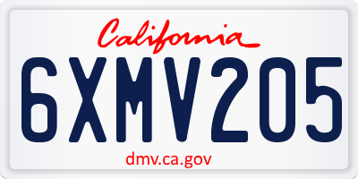 CA license plate 6XMV205