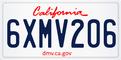 CA license plate 6XMV206