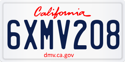 CA license plate 6XMV208