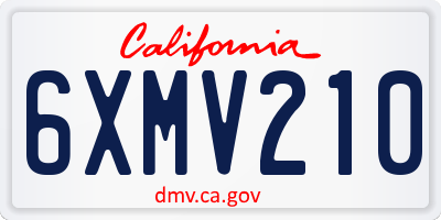 CA license plate 6XMV210