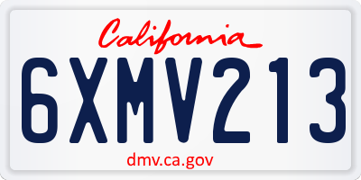CA license plate 6XMV213