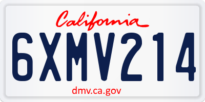 CA license plate 6XMV214