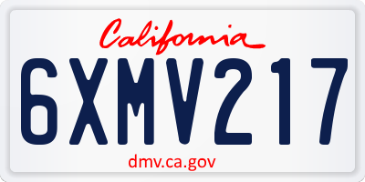 CA license plate 6XMV217