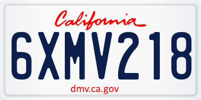 CA license plate 6XMV218