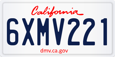 CA license plate 6XMV221