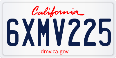 CA license plate 6XMV225