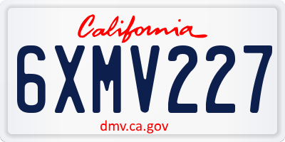 CA license plate 6XMV227