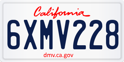 CA license plate 6XMV228