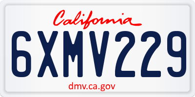 CA license plate 6XMV229