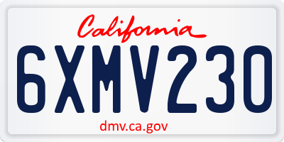 CA license plate 6XMV230