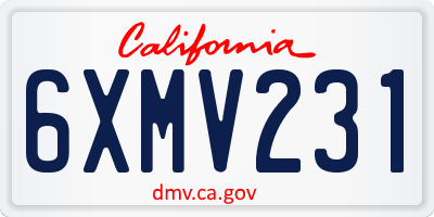 CA license plate 6XMV231