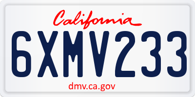 CA license plate 6XMV233