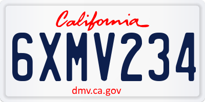 CA license plate 6XMV234