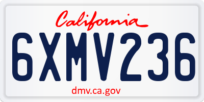 CA license plate 6XMV236
