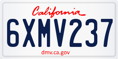 CA license plate 6XMV237