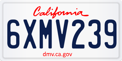 CA license plate 6XMV239