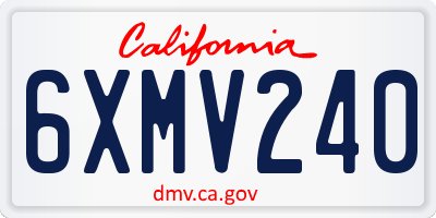 CA license plate 6XMV240