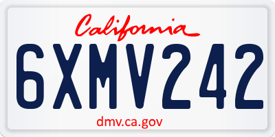 CA license plate 6XMV242
