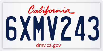 CA license plate 6XMV243