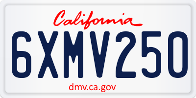 CA license plate 6XMV250