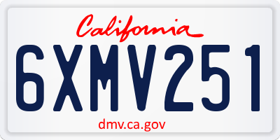 CA license plate 6XMV251