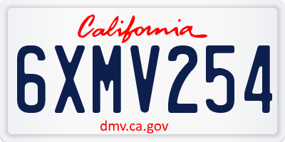 CA license plate 6XMV254