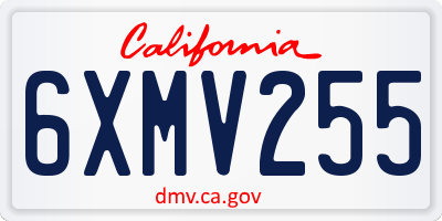 CA license plate 6XMV255