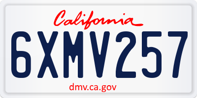 CA license plate 6XMV257