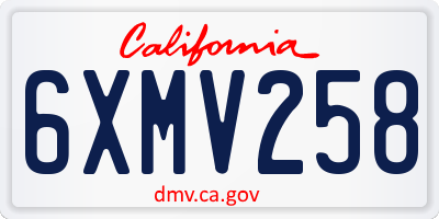 CA license plate 6XMV258
