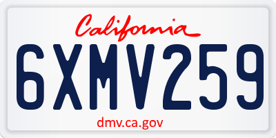 CA license plate 6XMV259
