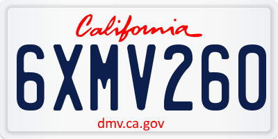 CA license plate 6XMV260