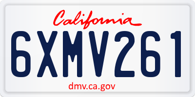 CA license plate 6XMV261