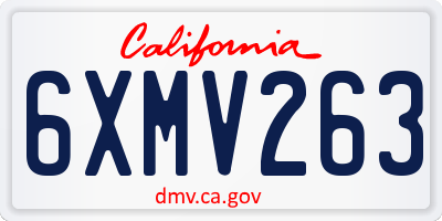 CA license plate 6XMV263