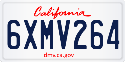 CA license plate 6XMV264