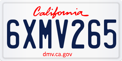 CA license plate 6XMV265