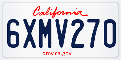 CA license plate 6XMV270