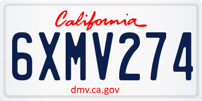 CA license plate 6XMV274