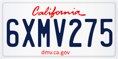 CA license plate 6XMV275