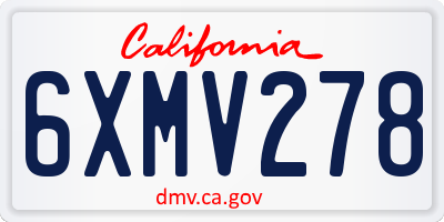 CA license plate 6XMV278